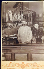 1890s Houlton Maine Butcher Shop Cabinet Photo Monson & Son Estabrooke RARE picture