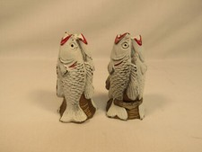 Vintage Pair Of Metal Fish Salt & Pepper Shakers Bermuda Souvenir picture