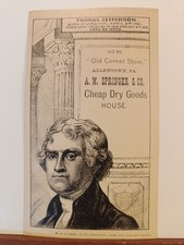 President Thomas Jefferson 1880s H602 Advertising Trade Card W.H.H. Rogers (P12) picture