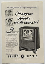 Vintage Print Ad 1951 GE Black Daylite Television GE Overpowers Interference picture