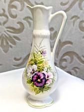 Vintage James Kent Old Foley ~ PANSY ~ Floral Pansies Vase 6.25'' picture