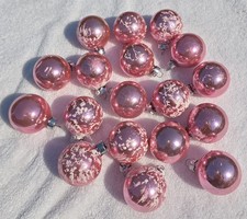 Vintage Pink George Franke Christmas Ornament 5 cent Cap 1.5in Lot Of 18 Rare picture