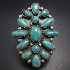 ANNIE HOSKIE Navajo CAMPITOS TURQUOISE Sterling Silver RING size 9.5 Adjustable picture