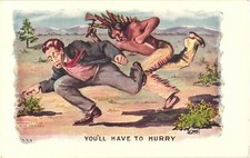 Comic Native American Chasing Man Postcard 1905 H.H. Tammen Unused picture