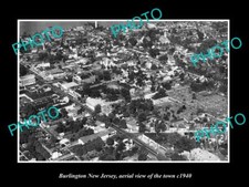 OLD LARGE HISTORIC PHOTO OF BURLINGTON NEW JERSEY AERIAL VIEW OF THE TOWN c1940 picture