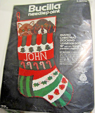New, Vintage 1986 Bucilla Needlepoint Kit #60598 CHRISTMAS PALS STOCKING, 18