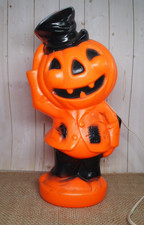 Vtg Halloween Blow Mold Empire JOL pumpkin top hat table top light up picture