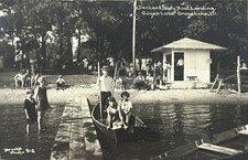1924 Gray's Lake Illinois Decker Boat Landing Gages Lake RPPC Postcard COPY picture