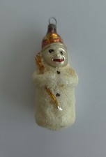 Vtg Snowman Early 1900s Germany Mercury Glass Christmas Ornament Mica picture