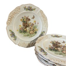 Cracker Barrel Easter Traditions Plate Set Of 5 8” Bunny Rabbit Victorian ￼ picture