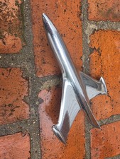 Vintage 1953 Ford Hood Ornament Airplane Jet Car  Chrome With Mounting Studs picture