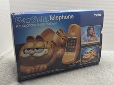 Vintage Tyco Garfield Landline Telephone Working With Original Box & Manual picture