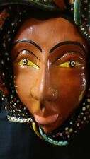 VINTAGE LEATHER TRIBAL MASK MAN FACE AFRICAN  FORT ART picture