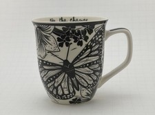 Karma Black and White Butterfly Ceramic Mug with 'Be the Change' Inscription picture