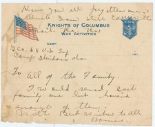 c1918 Letter Camp Sherman AL 68th US Infantry K of C War Activities Uncle Sam picture