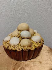 Heavy Handcrafted Pottery Basket Of Eggs picture