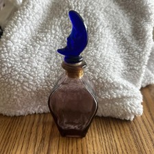 Vintage Amethyst Glass Perfume Bottle with Cobalt Moon Stopper (Bottle only ) picture