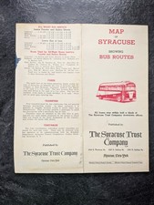 Vintage 1940s Map of Syracuse New York Bus Routes Pub. by The Syracuse Trust Co. picture