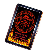 Hail Lucifer, Eternal Night Cigarette Case Halloween Handmade Satanism Metal picture
