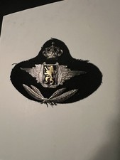 Vintage 1946 Pattern Belgian Air Force Pilot Cap Badge Crown Lion Wings picture