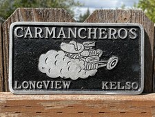 VINTAGE CARMANCHEROS LONGVIEW KELSO WASHINGTON CAR CLUB PLAQUE SIGN ORIGINAL picture