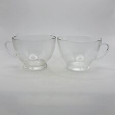Lot of 2 Vintage Clear Glass C-handle Punch Or Snack Set Cups Teacups picture