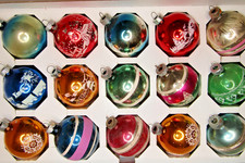 Lot VTG Glass Pictured TRAIN SNOWFLAKE MARRY Frosted BALL Christmas Ornaments US picture