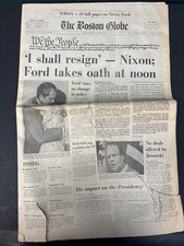 Vintage 1974 The Boston Globe Newspaper Richard Nixon Resigns Watergate Ford picture