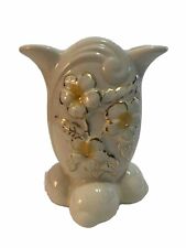Hull Vase Ivory White Yellow Gold Flower Vintage 6 In. picture
