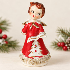 Vintage 1950s Kreiss Christmas Girl Angel Caroler Bell Figurine 4.5
