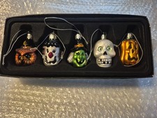 Pier One Glass Halloween Ornaments Box Of 5 Mini 2 1/2