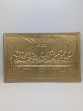 Vintage ELPEC Last Supper Embossed Brass Wall Plaque Made in England picture