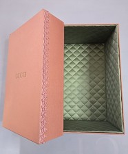 GUCCI DUSTY ROSE LARGE GIFT BOX w GUCCI GREEN QUILTED INTERIORS MADE IN ITALY picture