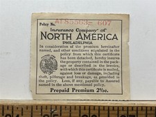 1930s 1940s ? Insurance Company of North America Premium Receipt Vintage picture