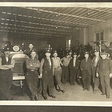 Vintage Cabinet Card Group Photograph Fire State Firemen Trucks Occupational picture