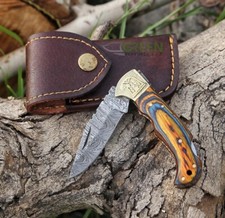 Bench Damascus made Folding Knife, Pocket Knife Handmade Damascus Folding Knife picture