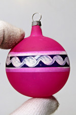 VTG WWII UNsilvered Opaque Glass Pictured BALL Christmas Ornament Germany PINK picture