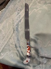 Vtg Sheffield England Prill Stainless Steel + Porcelain Cake Knife Chinoiserie picture