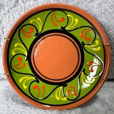 Cactus Canyon Spain Hand Painted Terracotta Pottery Green Wall Plate Folk Art picture