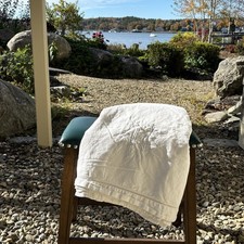 Vintage French Linen Sheet Les 2 Rennes Ladderwork Monogram JB 82x106 White picture