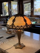 Slag Glass Shade Table Lamp Salem Brothers 1920s picture