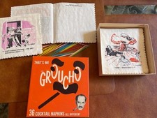 Vintage 1954 THAT’S ME GROUCHO Risqué Cocktail Napkins Set 15 w/Box+toothpicks picture