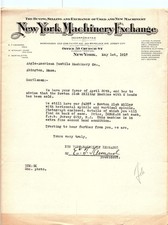 1917 NY Machinery Exchange letter re: Newton Milling Machine picture