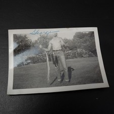 Vtg 1950s Photo Handsome Man Shirtless Wearing Jeans Holding Fish Labeled George picture