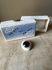 Vintage Prosthetic Brown Eye Glass Acrylic American Optical Original Box Oddity picture