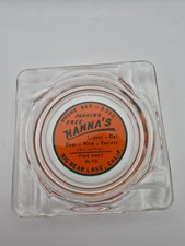Vintage Hanna's Big Bear Lake California Liquor Deli Glass Advertising Ashtray picture