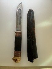 Antique Alfred Williams Sheffield England Fixed Blade Knife Leather Sheath picture