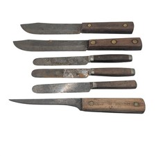 Case XX Old Hickory Knife Set 6pc Brown Vintage Carbon Steel Wood Handle Mixed picture
