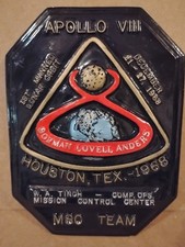 SUPER RARE Vintage Apollo 8 MSC Team Plaque Houston Tx 1968 picture