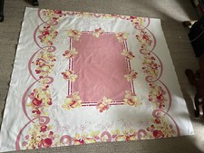 Vintage Cotton/linen Tablecloth 50” X 57” Apple/cherry/raspberry Pattern picture